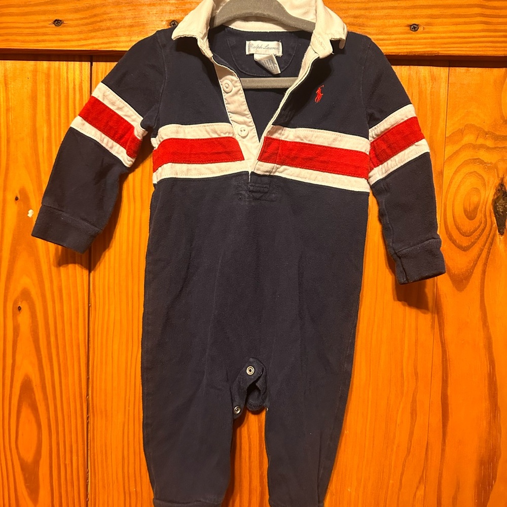 Ralph Lauren Navy and Red Kids Footie